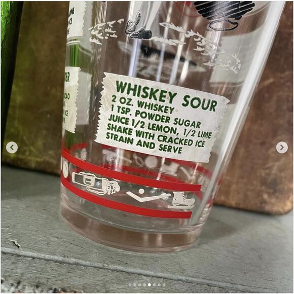 Vintage Hazel Atlas Glass Cocktail Shaker Sailing Golfing Father’s Day NO LID - Picture 5 of 8